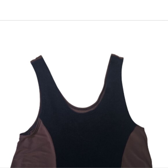 Sympli Two-Tone Asymmetrical Tank Top Sz 8 Black Brown Artsy Layering Lagenlook - Picture 5 of 14